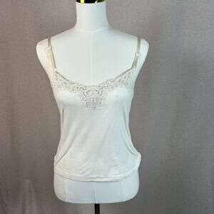 Vintage Maurices Y2K Cami Size L Coquette Preppy Dainty Lace Trim Romantic Soft